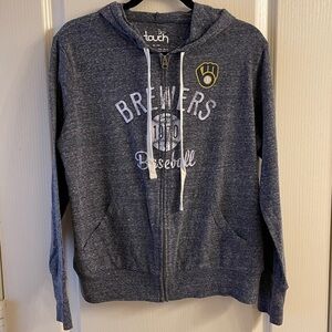 Touch Women’s Heather Blue Lightweight Zip-Up Milwaukee Brewer’s Hoodie